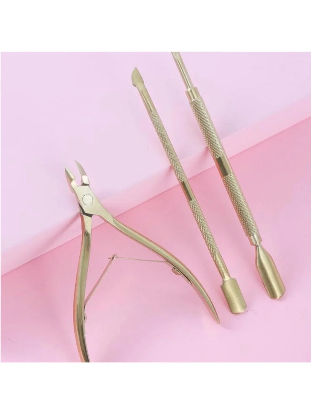 Gold Stainless Steel Cuticle Nipper and Pushers Set